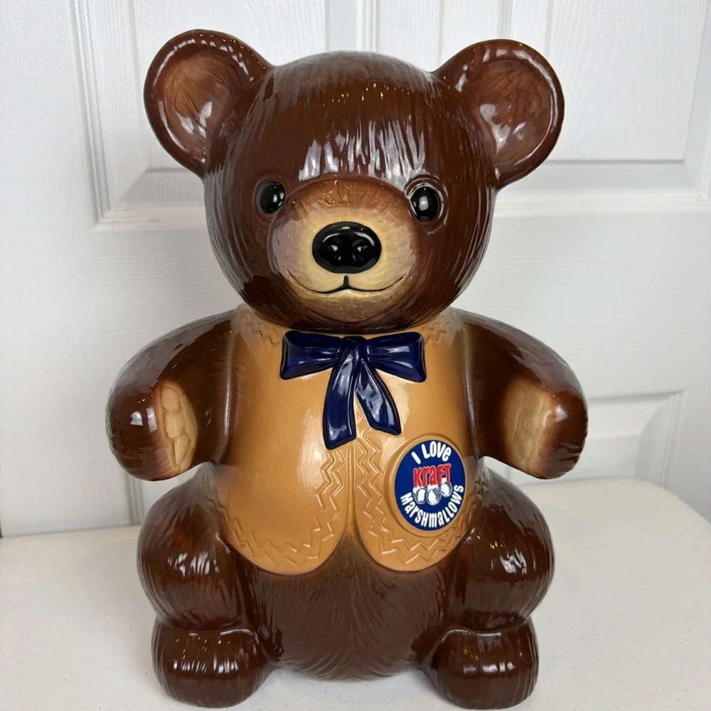 Vintage 1982 Kraft Marshmallows Teddy Bear Cookie Jar Regal USA OOP Brown Food